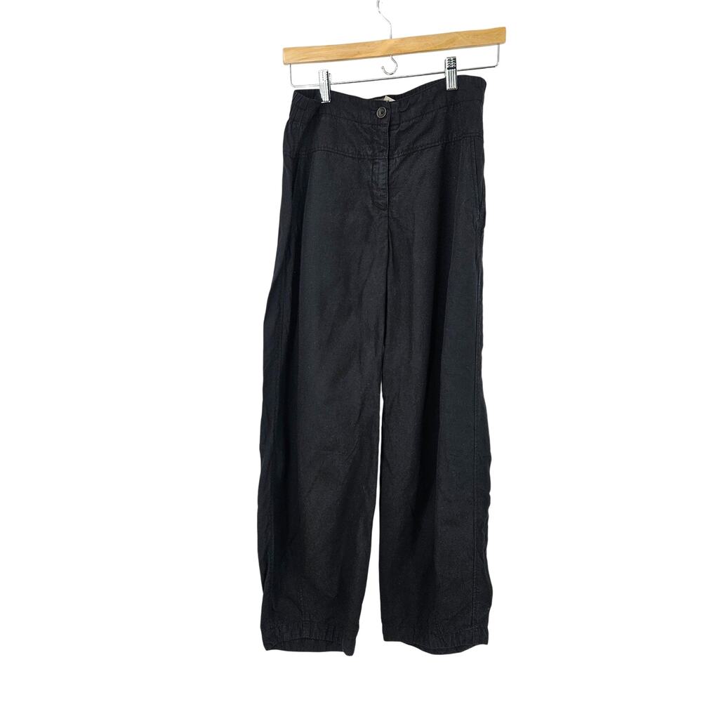 Oska Wide Leg Palazzo Pants Black Womens High Waisted Barrel Elastic Waist Sz 4
